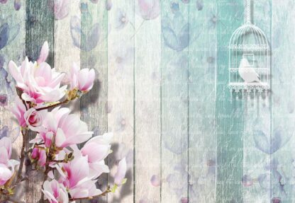 Flowers Vintage Script Rustic Painted Wood Planks(3353WM) - Image 2