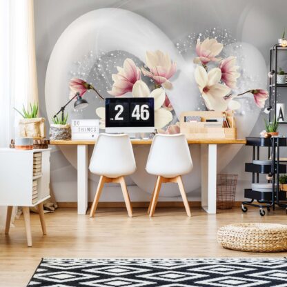 3D Structure Flowers White And Grey(3375WM)