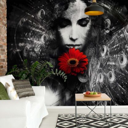 Peacock Feathers Woman Black And White(3413WM)