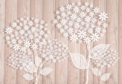 Illustrated Floral Design Light Pink Wood Plank Texture(3450WM) - Image 2
