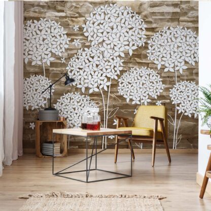 Flowers Illustration Stone Background(3503WM)