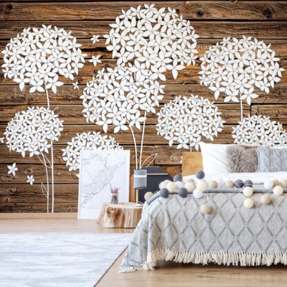Flowers Illustration Wood Background(3504WM)