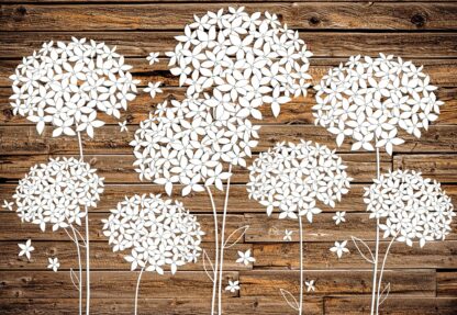 Flowers Illustration Wood Background(3504WM) - Image 2
