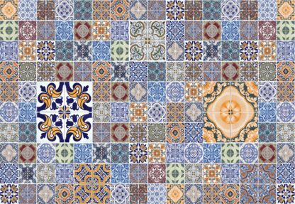 Pattern Vintage Tiles Blue(3551WM) - Image 2