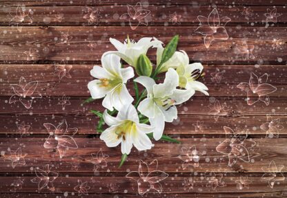 White Flowers Wood Plank Texture(3578WM) - Image 2