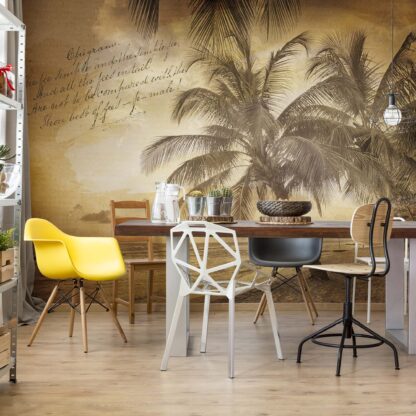 Beach Palms Sepia Vintage Script(3588WM)