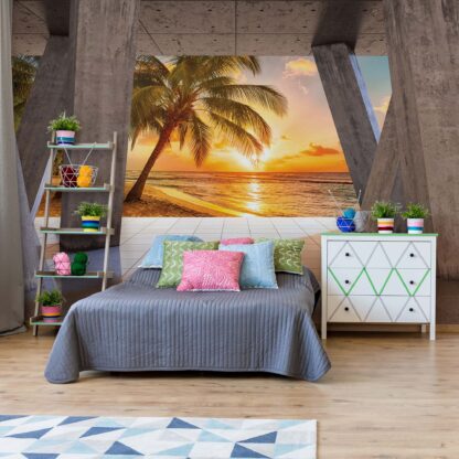Sunset Tropical Beach 3D Modern View Concrete(3646WM)
