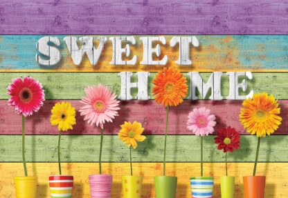 Sunny Flowers And Colourful Wood Planks "Sweet Home"(3709WM) - Image 2