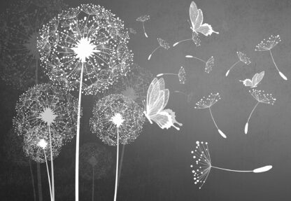 Modern Dandelions And Butterflies In Grey(3712WM) - Image 2