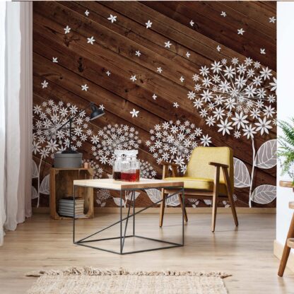 Modern Flowers And Wood Planks(3714WM)