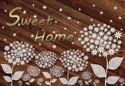 Modern Flowers And Wood Planks "Sweet Home"(3715WM) - Image 2