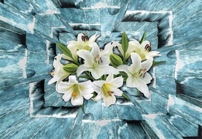 3D Tunnel And Flowers Blue(3720WM) - Image 2