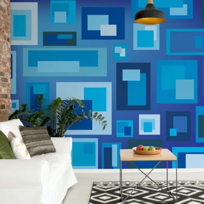 Modern Blue Squares Pattern(3739WM)