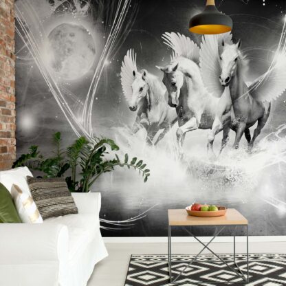 Winged Horses Pegasus Black And White(590WM)