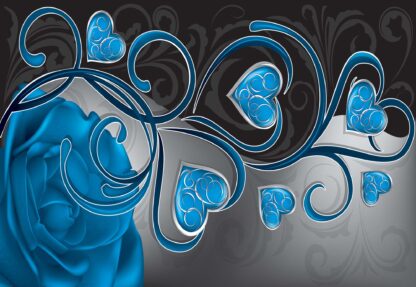 Rose Hearts Blue Swirly Modern Design(708WM) - Image 2