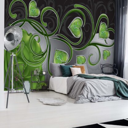 Rose Hearts Green Swirly Modern Design(709WM)