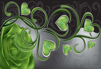 Rose Hearts Green Swirly Modern Design(709WM) - Image 2