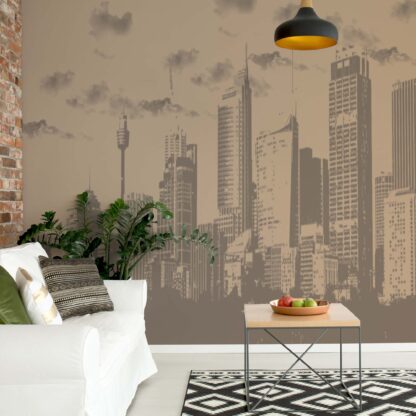 Sepia City Skyline(8-026WM)