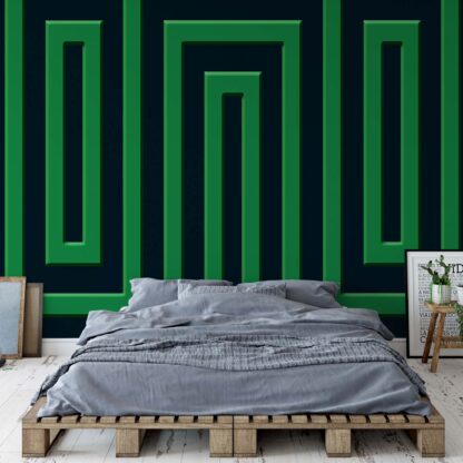 Green And Black Geometric Pattern(866WM)