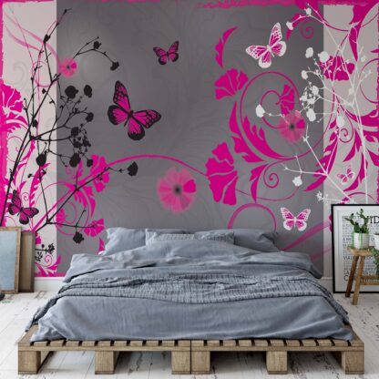 Flowers And Butterflies Modern Design Pink(885WM)