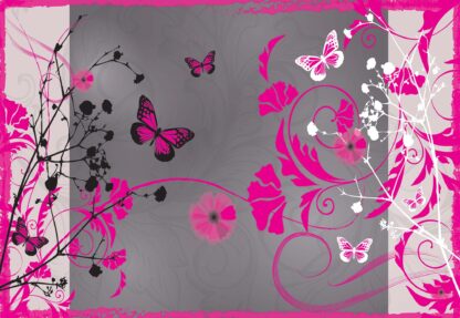 Flowers And Butterflies Modern Design Pink(885WM) - Image 2