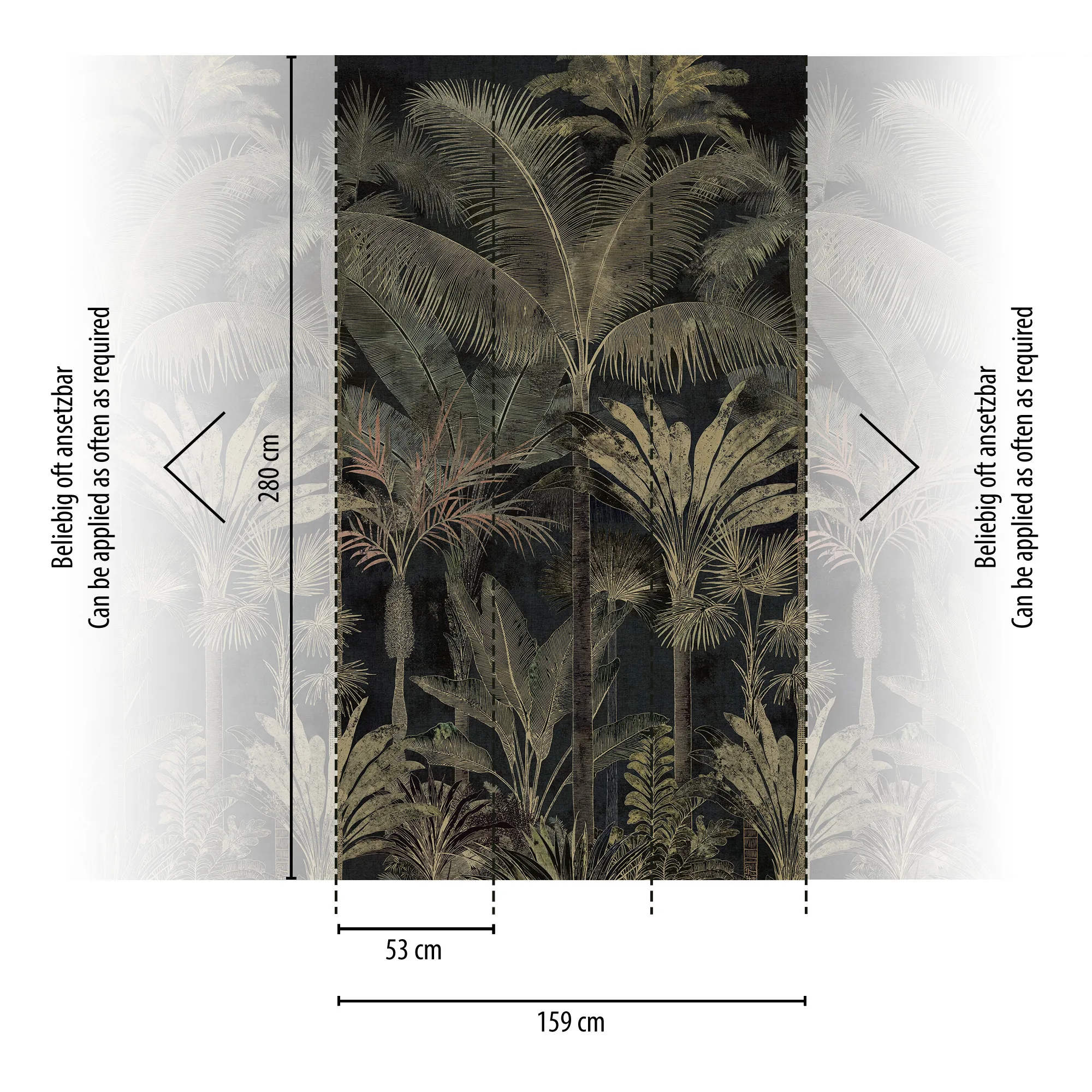 Palmimustriga pilditapeet must ja roheline Cuba II – 761904 - Image 2