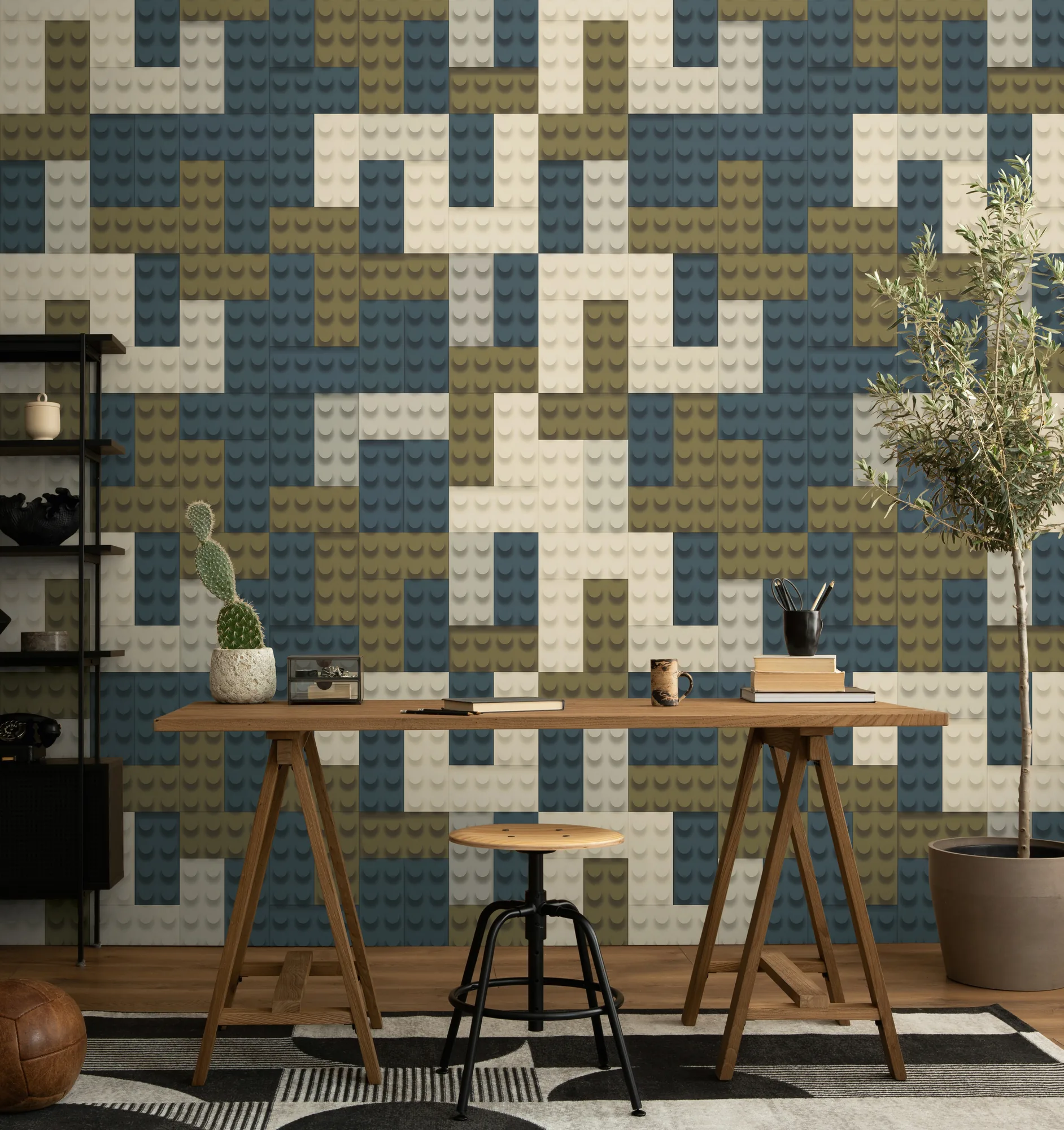 Geomeetrilise mustriga fliistapeet Livingwalls The Wall 4 – sinine – 770651 - Image 5