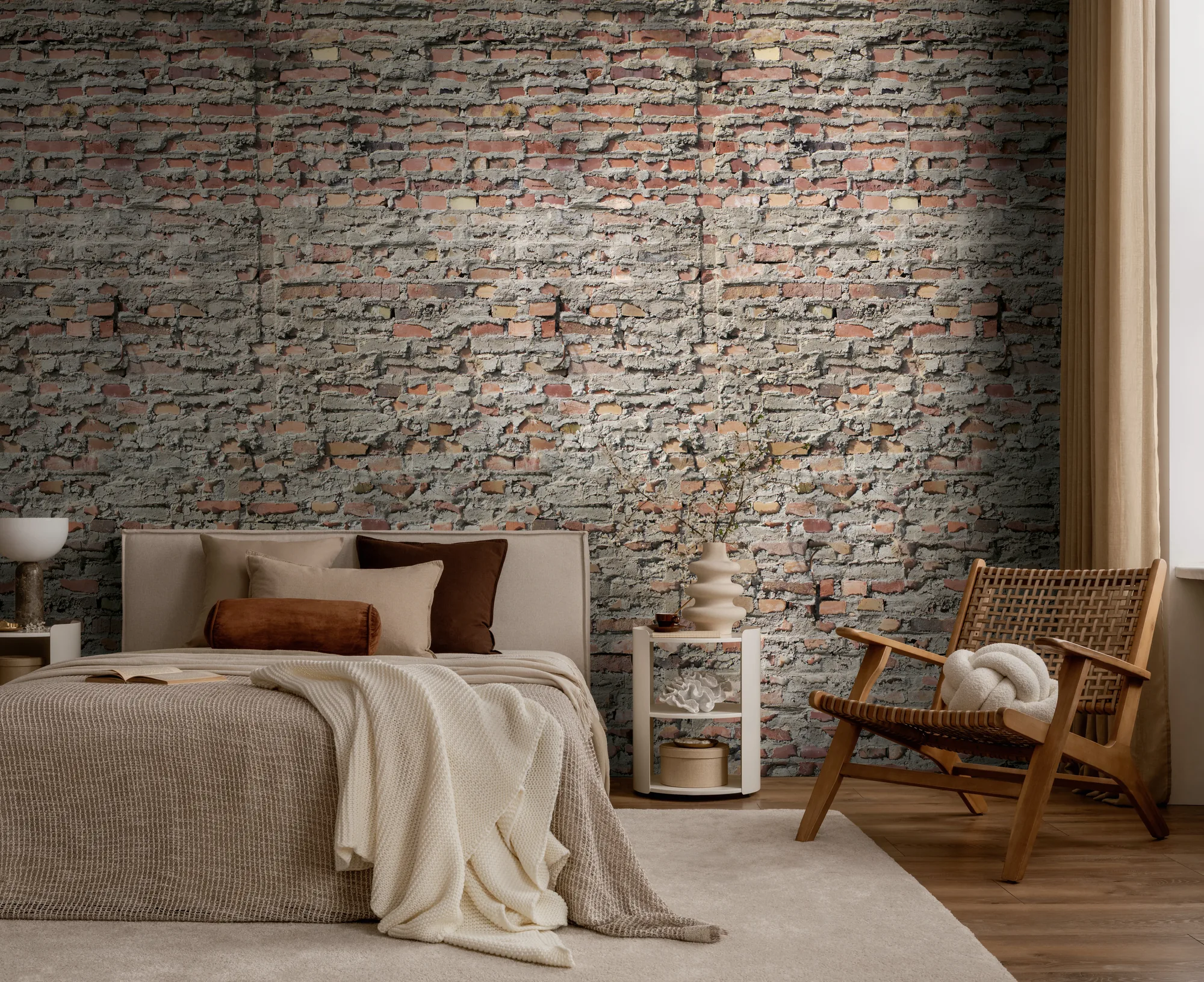 Telliskiviefektiga fliistapeet Livingwalls The Wall 4 – hall – 792172