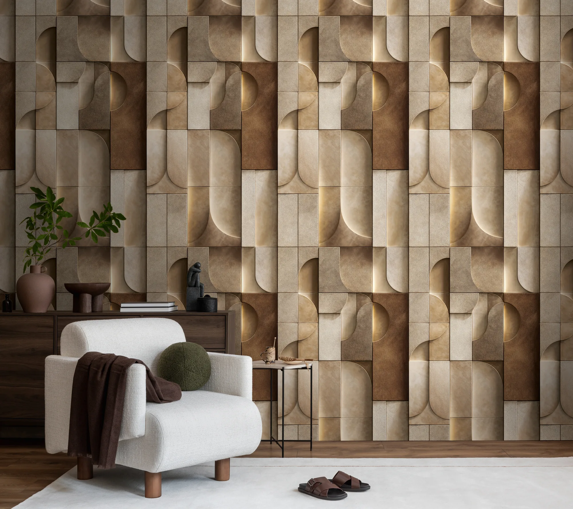 Geomeetrilise mustriga fliistapeet Livingwalls The Wall 4 – pruun – 792247