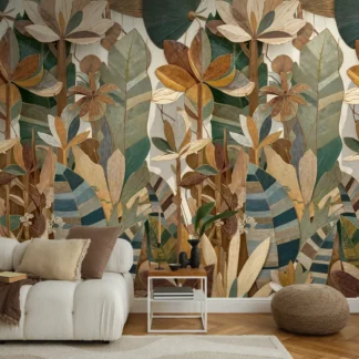 Troopilise lehemustriga fliistapeet Livingwalls The Wall 4 – pruun – 792248
