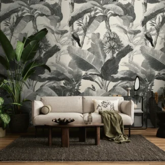 Troopilise lehemustriga fliistapeet Livingwalls The Wall 4 – must – 792293