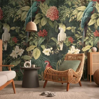 Linnumotiiviga fliistapeet Livingwalls The Wall 4 – roheline – 792294