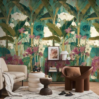 Troopilise lehemustriga fliistapeet Livingwalls The Wall 4 – roheline – 792297