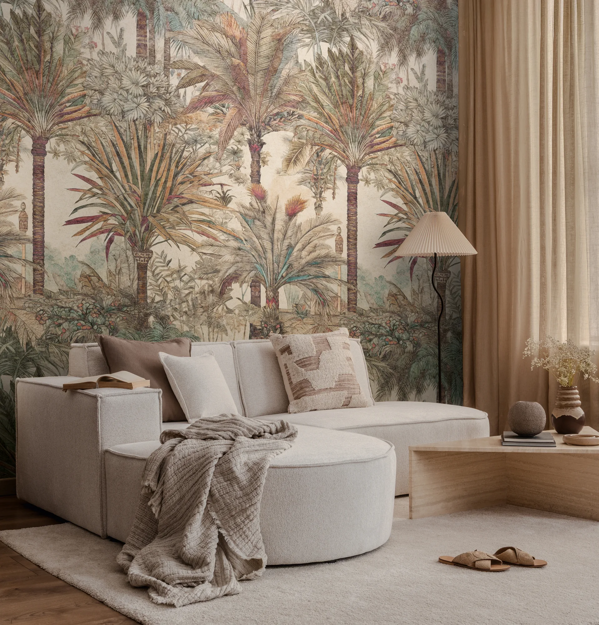 Troopilise lehemustriga fliistapeet Livingwalls The Wall 4 – beež – 792299