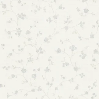 Valge ja helehall lillemustriga vinüülkattega fliistapeet – A.S. Création Fiori Country 792302