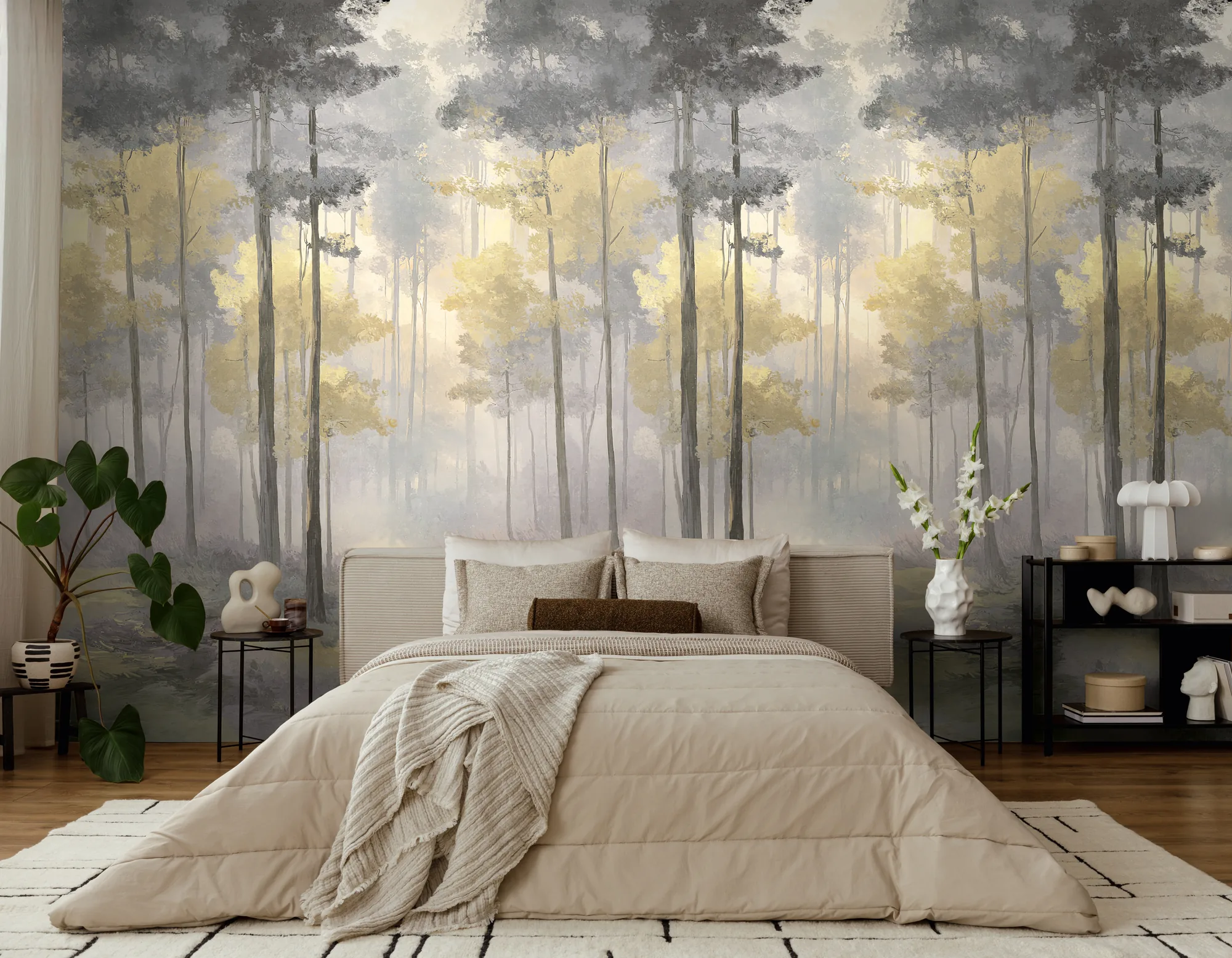 Metsamotiiviga fliistapeet Livingwalls The Wall 4 – kollane – 792499