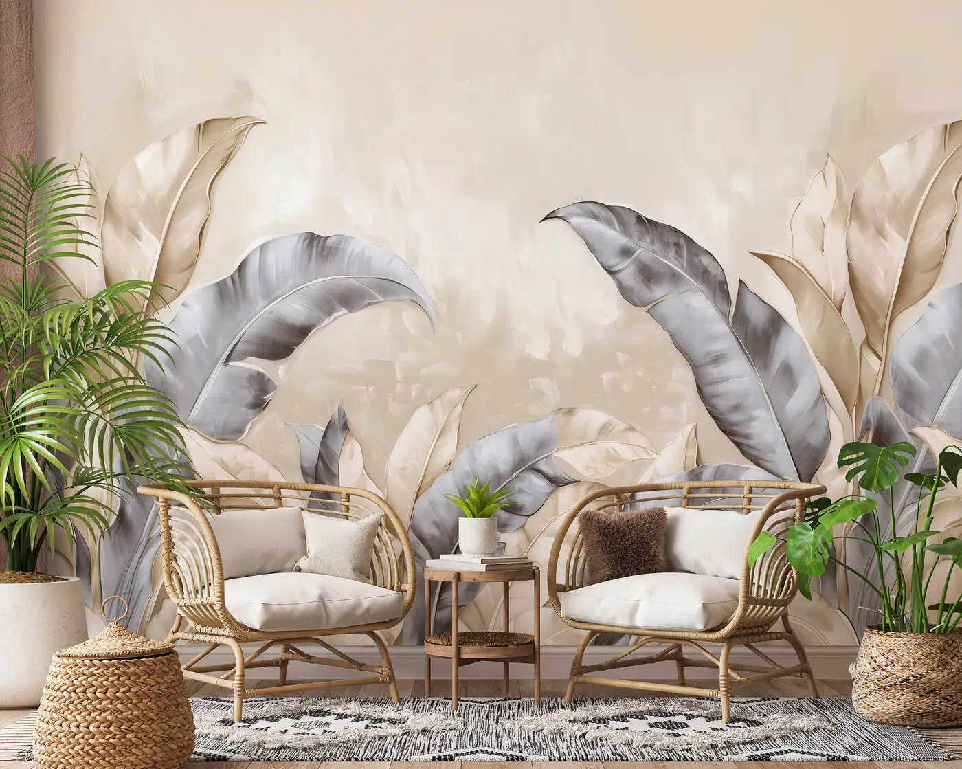 Fototapeet beige banana leaves – 15532 - Image 3