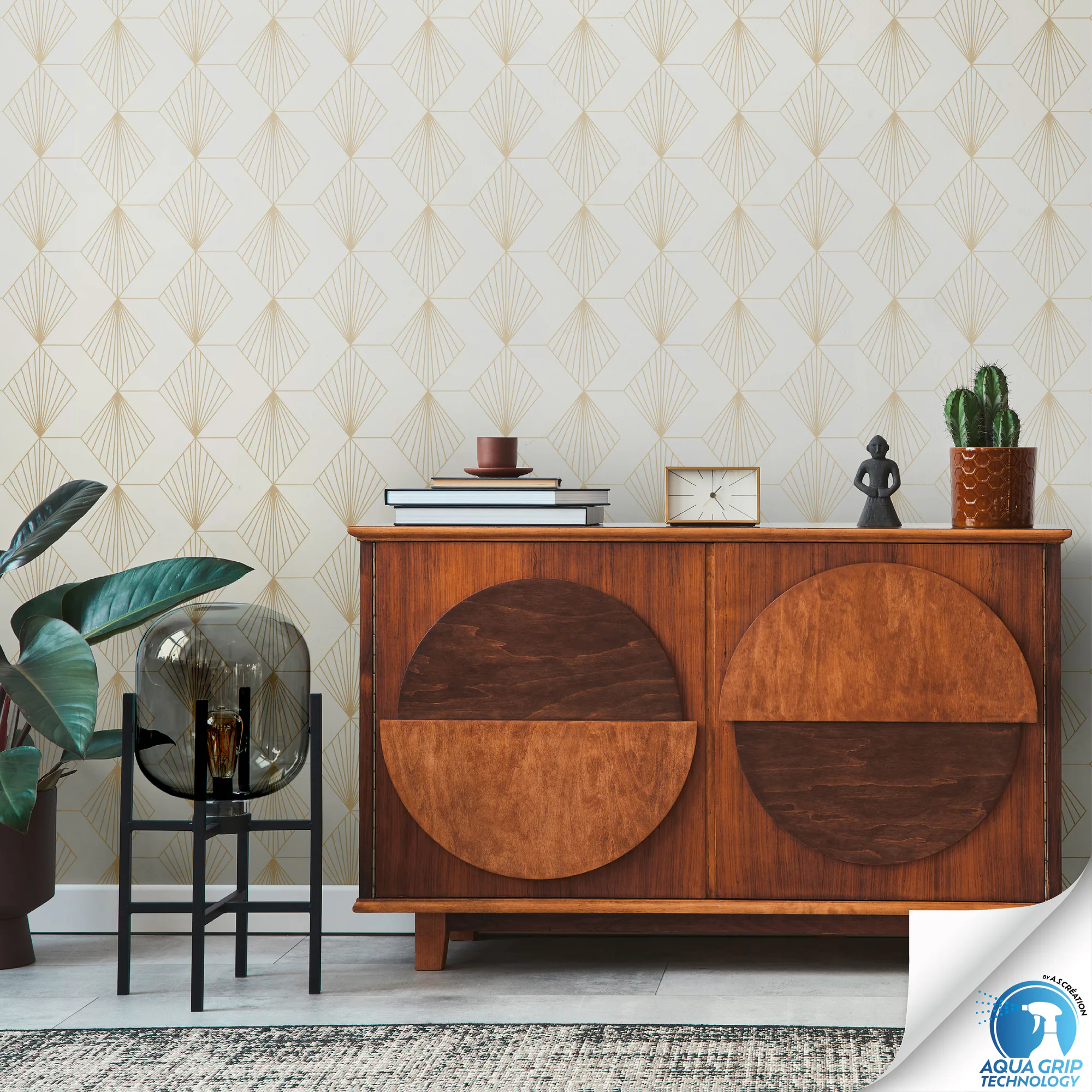 Art déco mustriga fliistapeet kreemikas ja kuldne WOW – 784941 - Image 4