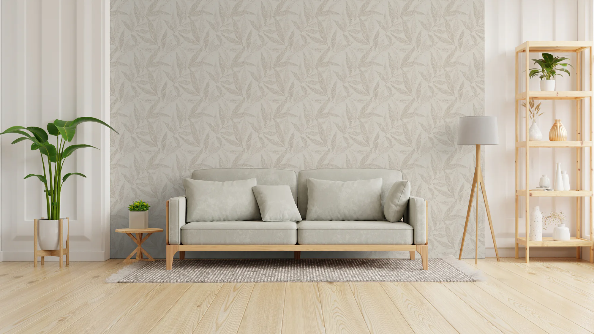Lehe- ja lillemustriga fliistapeet beež ja kreemikas Hygge 3 – 790962 - Image 2