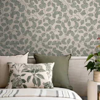 Lehemustriga fliistapeet hall ja roheline Nordic Feeling – 791481