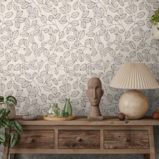 Lehemustriga fliistapeet hall ja valge Nordic Feeling – 791484