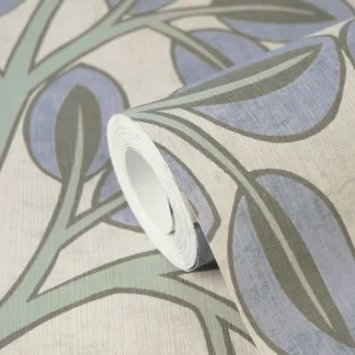 Oksa- ja lehemustriga fliistapeet sinine ja hall Nordic Feeling – 791501