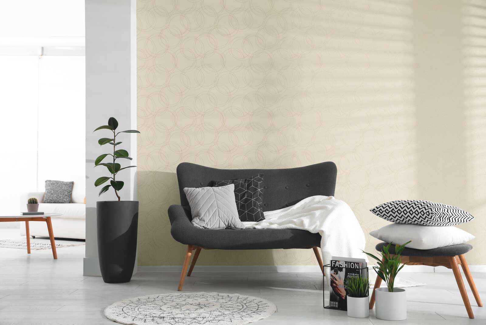 Geomeetrilise mustriga fliistapeet Designed in White – 791383 - Image 3