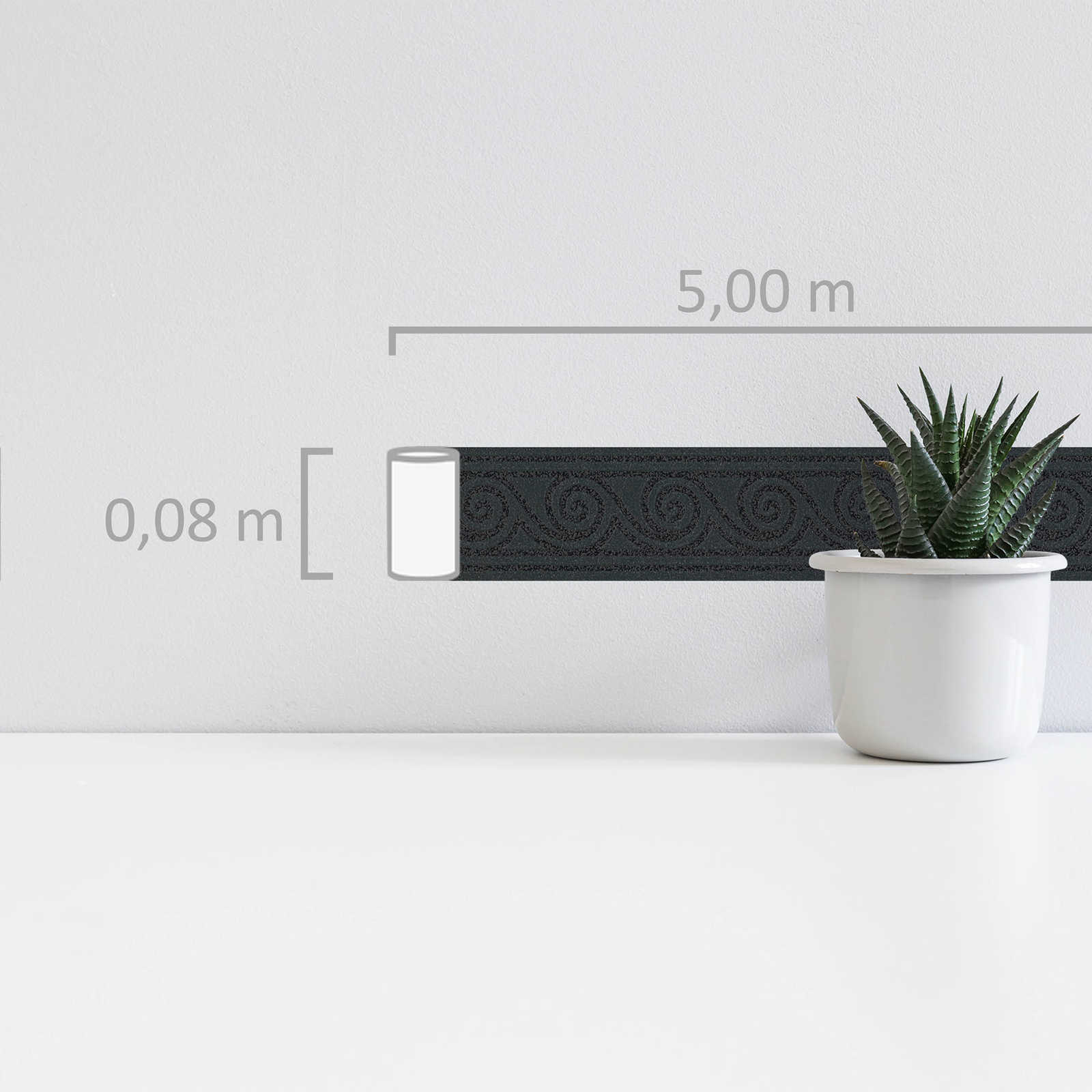 Tapeedibordüür – dekoratiivne motiiv – Metallikvärv, Must – 384041 - Image 3