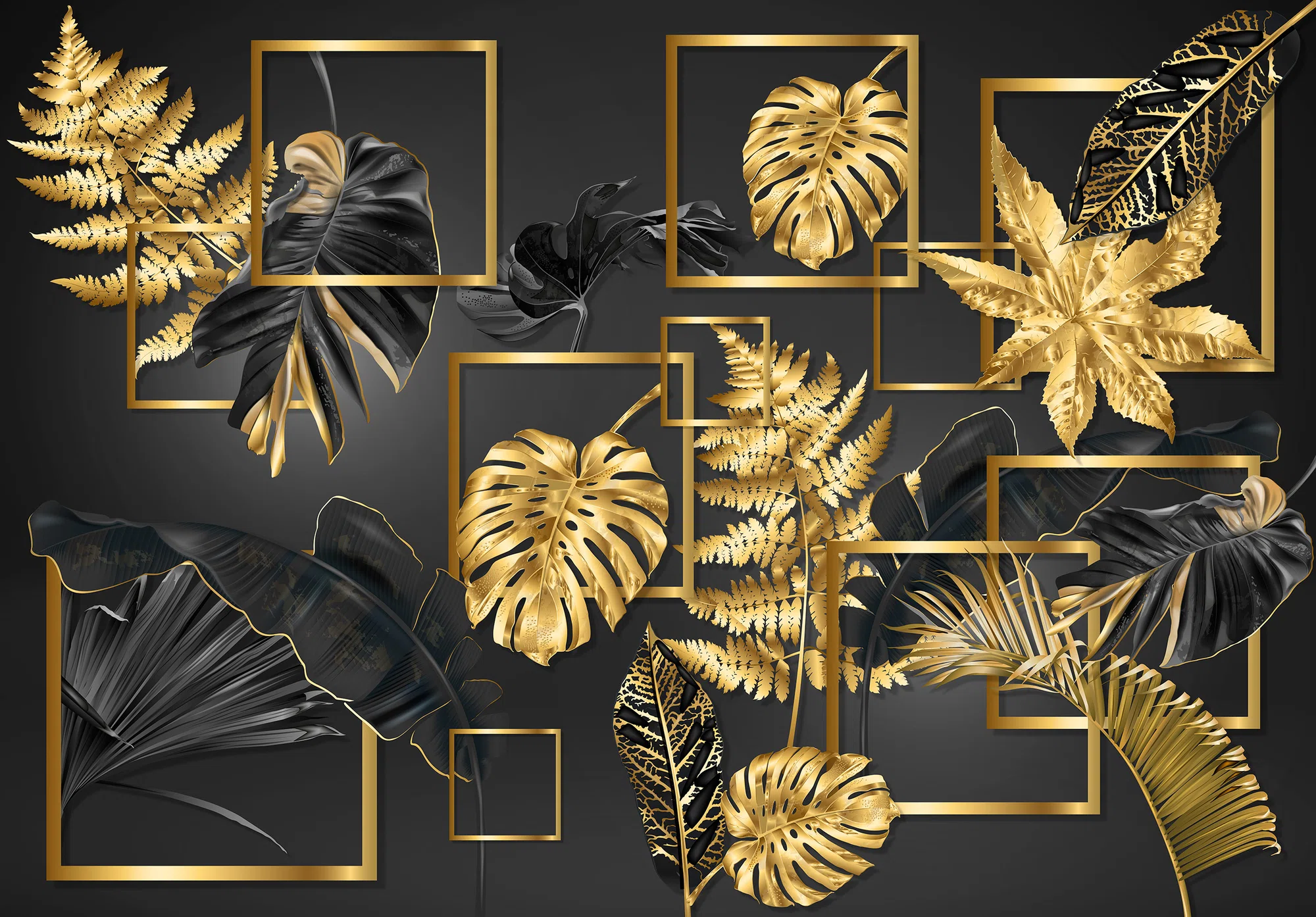 Kuldsed monstera lehed – fototapeet 14130 - Image 6