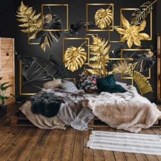 Kuldsed monstera lehed – fototapeet 14130