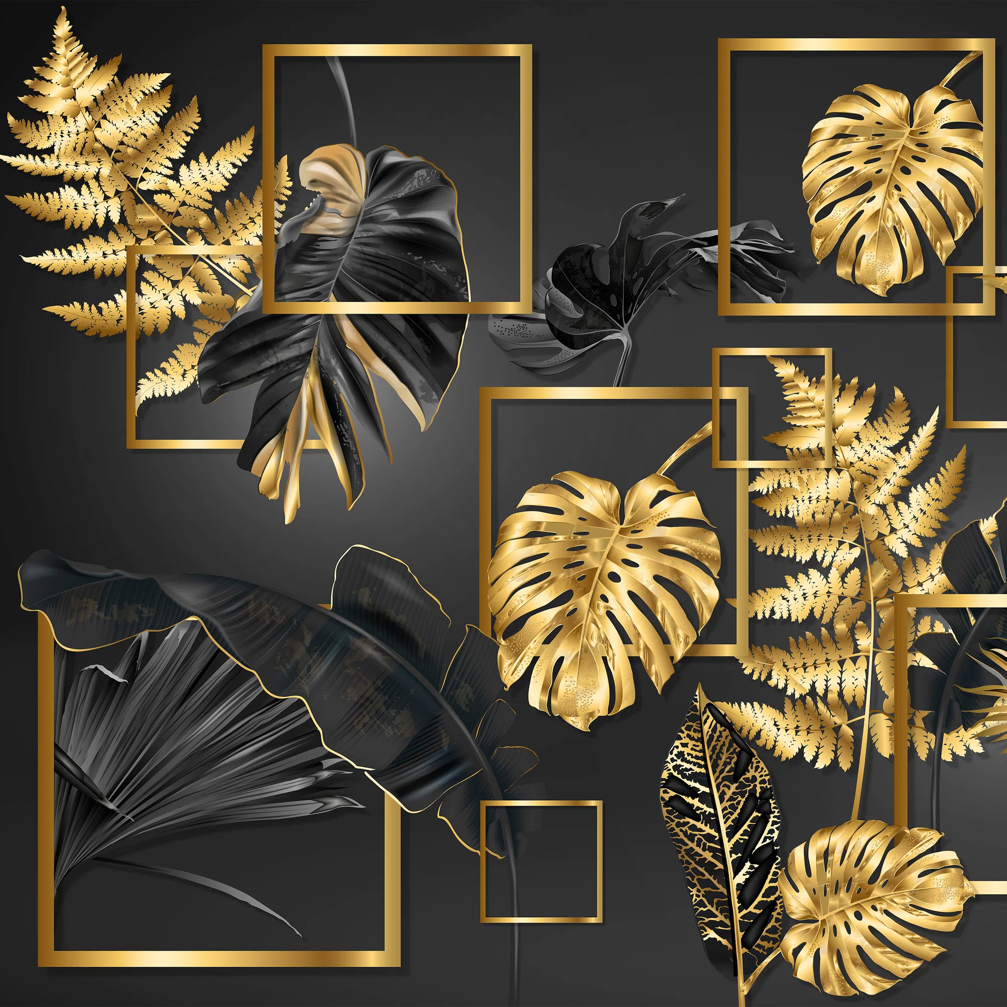 Kuldsed monstera lehed – fototapeet 14130 - Image 5