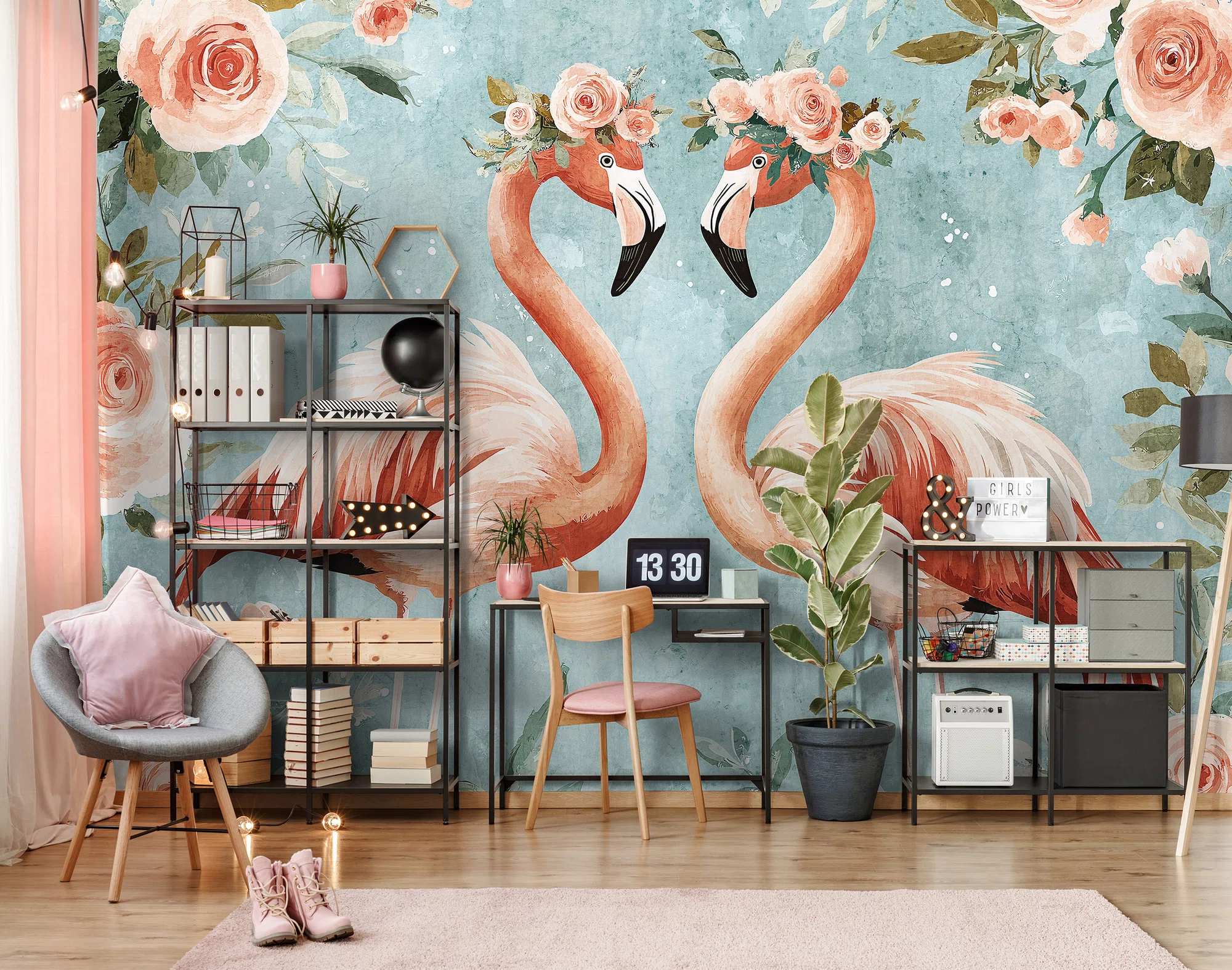 Roosad flamingod – fototapeet 15351 - Image 3